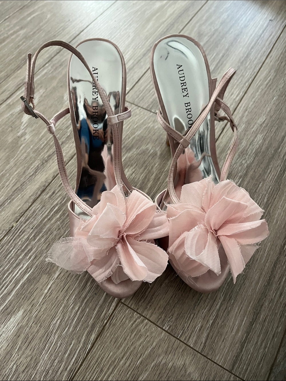 Audrey Brooke Blush Pink Floral Tulle Heels